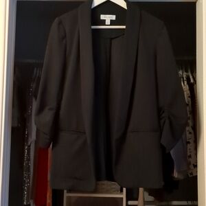 Size small Nine West black 3/4 sleeve ruched sleeve lightweight blazer
